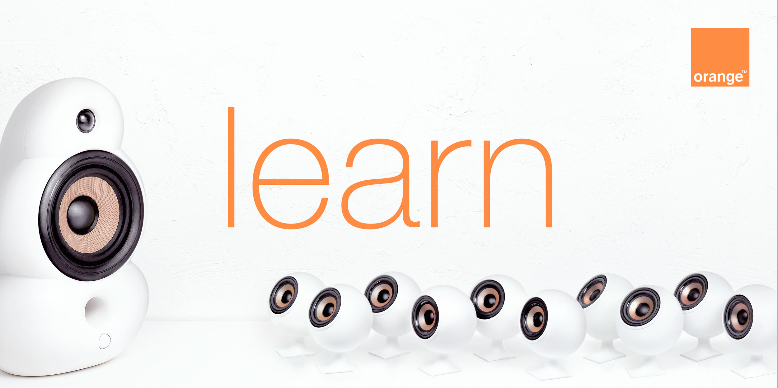Baby white speakers looking at larger speaker by Alexander Kent London based still life and product photographer.