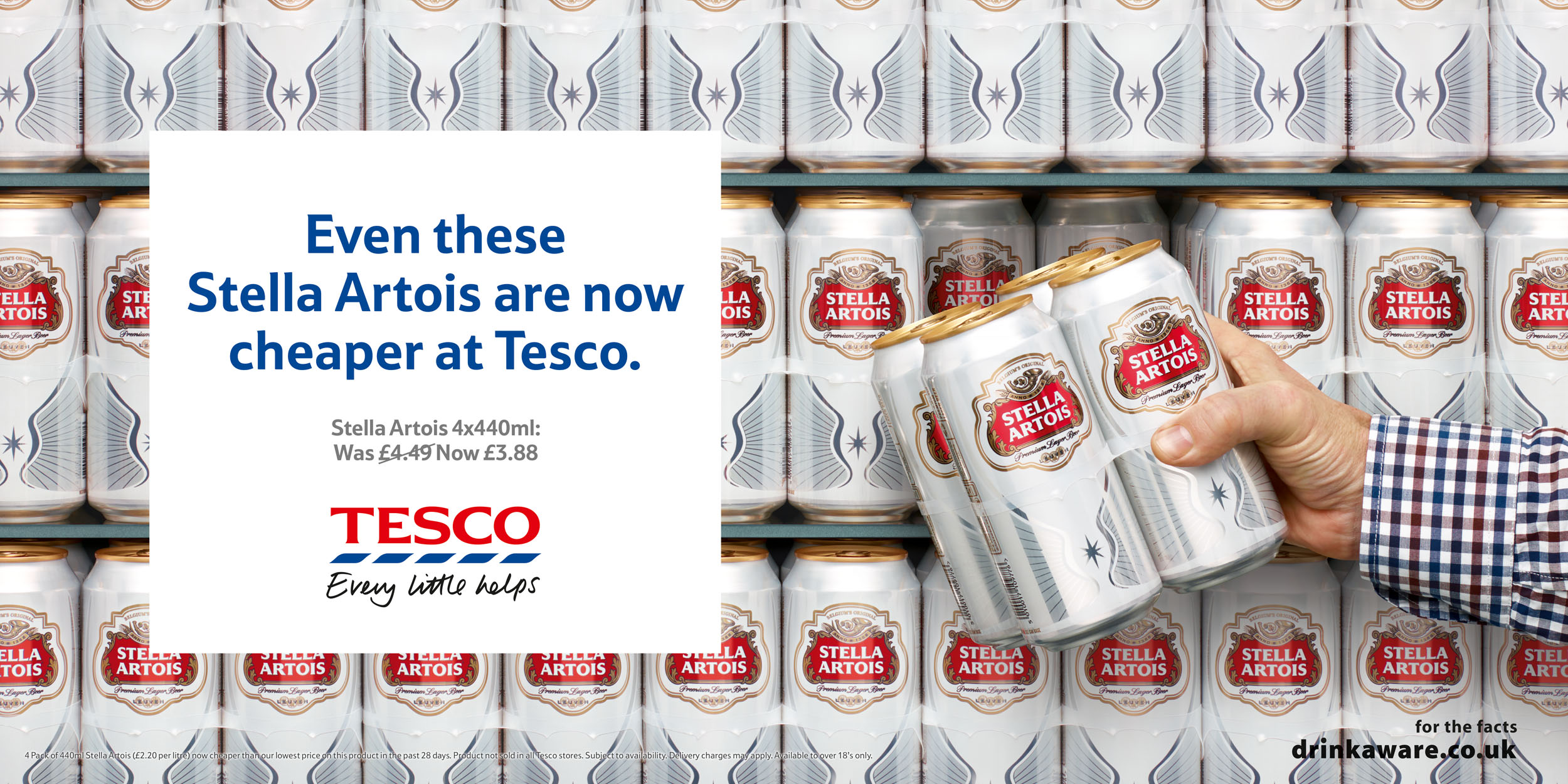 Stella Artois beer stacked in Tesco by Alexander Kent London based still life and product photographer.