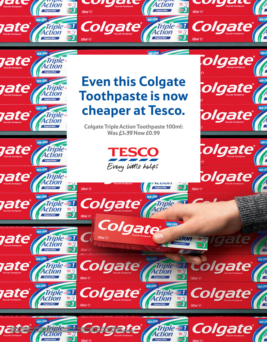 Colgate toothpaste getting grabbed in Tesco by Alexander Kent London based still life and product photographer.