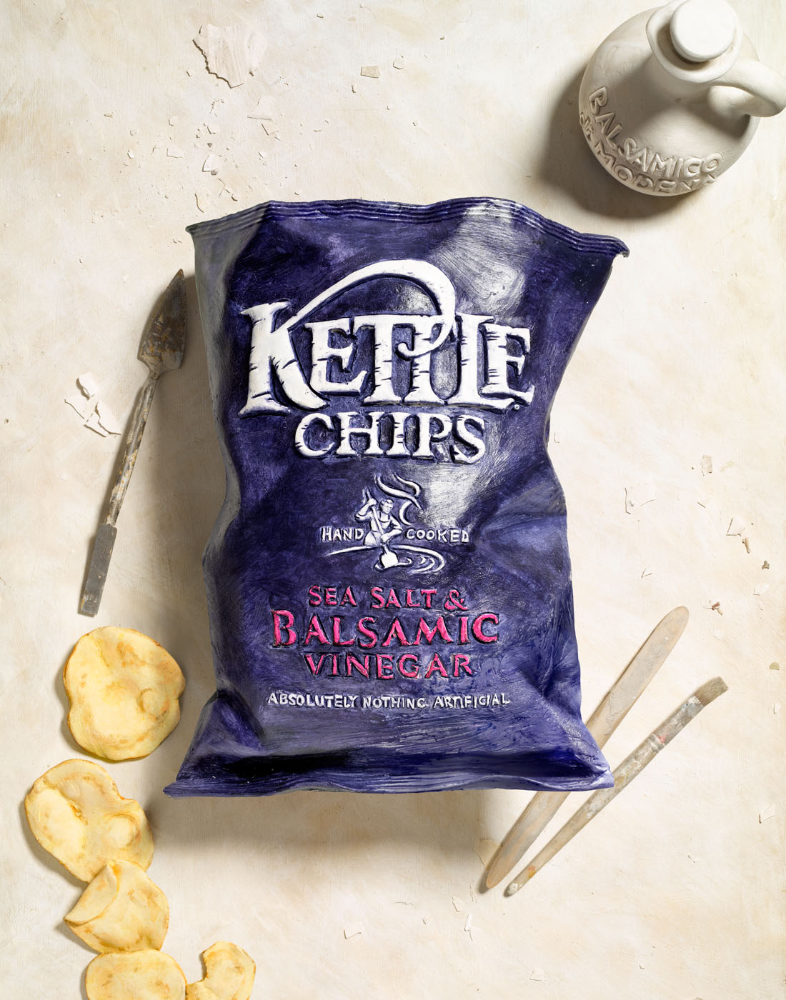 Clay Kettle Chips packet by Alexander Kent London based still life and product photographer.