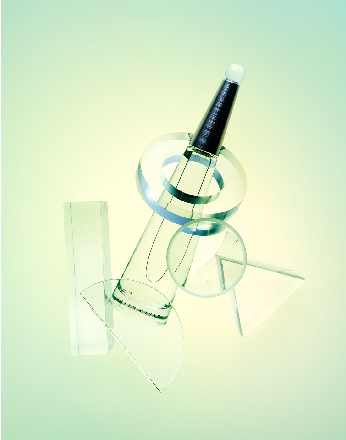 Miyake perfume with perspex blocks by Alexander Kent London based still life and product photographer.